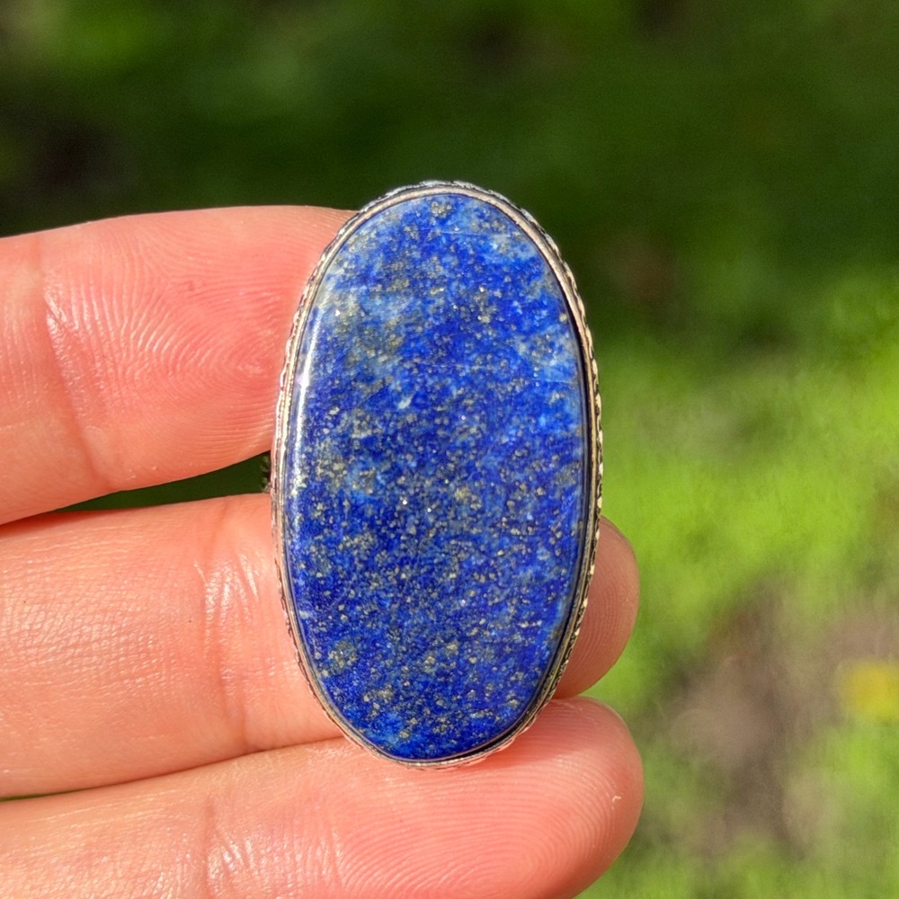 Size 8.5 925 silver plated lapis lazuli ring 0857